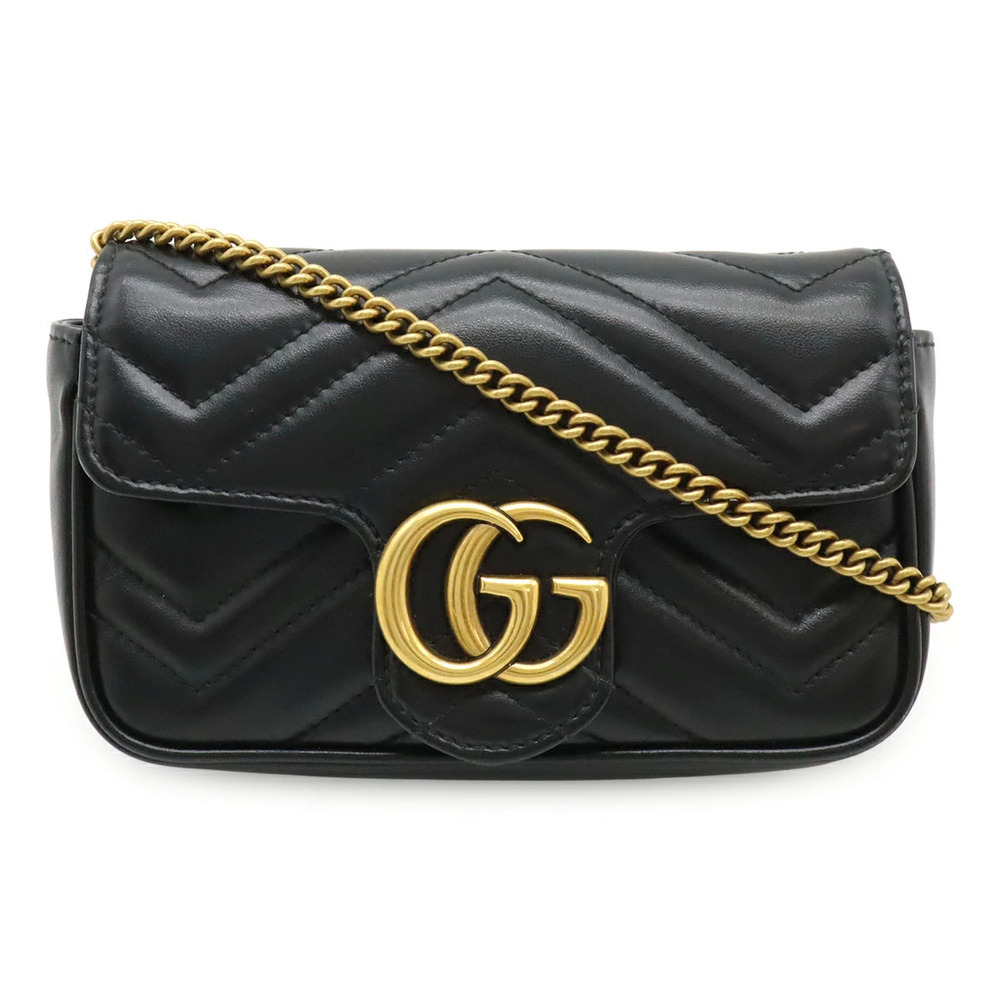 Gucci GG Marmont Super Bag Chain Shoulder Black Quilted Leather
